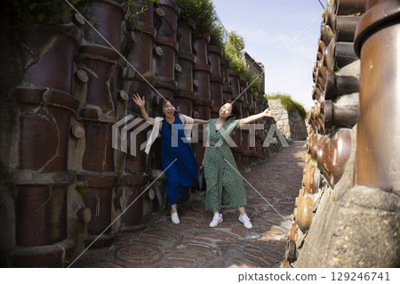 Women enjoying domestic travel Women enjoying domestic travel 129246741