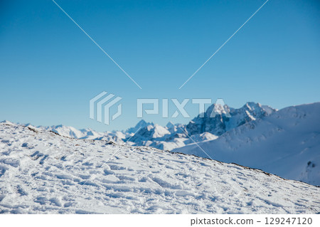 landscape on the snowy mountains of the Caucasus landscape on the snowy mountains of the Caucasus 129247120