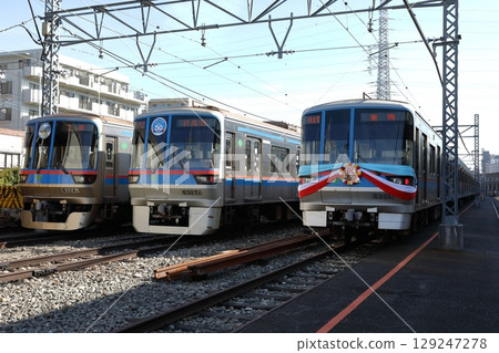 三種類型的東營三田線6300系列列車在志村車輛檢查維修中心排隊 三種類型的東營三田線6300系列列車在志村車輛檢查維修中心排隊 129247278