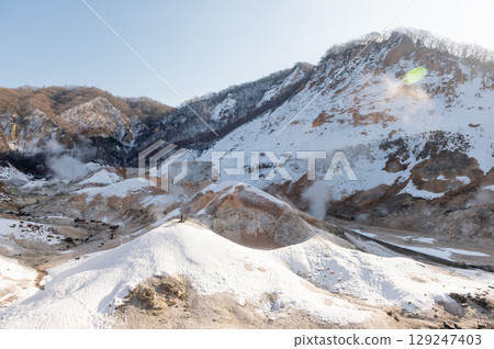 Noboribetsu Jigokudani valley in the winter season 129247403