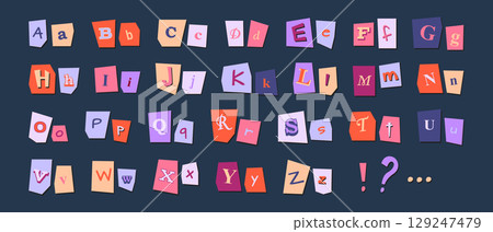 Playful clipping letters - y2k style alphabet 129247479