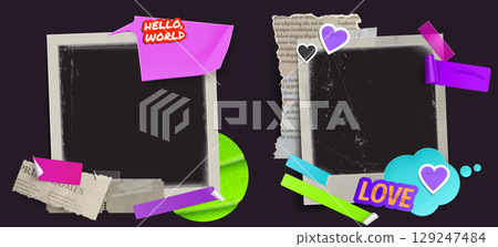 Mixed media photo collage in y2k aesthetic 129247484