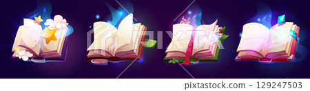 Magic book set for game assets 129247503