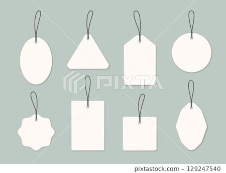 White blank price tag set with black string loops 129247540