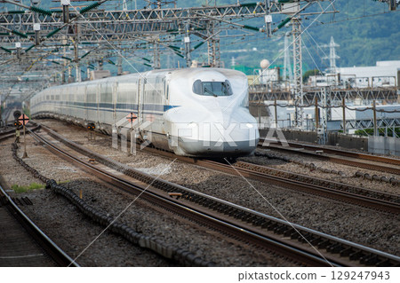 Tokaido-Sanyo Shinkansen N700A passing through the station Tokaido-Sanyo Shinkansen N700A passing through the station 129247943