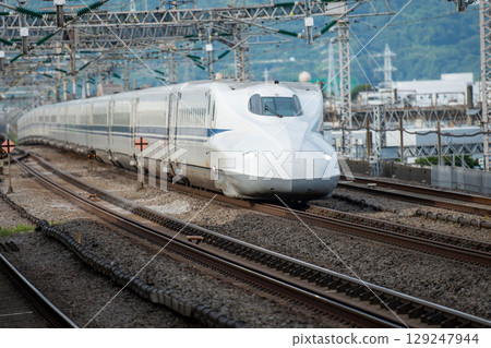 Tokaido-Sanyo Shinkansen N700A passing through the station Tokaido-Sanyo Shinkansen N700A passing through the station 129247944