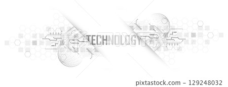 Abstract circuit board background with sphere. Hi-tech digital technology concept. Vector. Abstract circuit board background with sphere. Hi-tech digital technology concept. Vector. 129248032