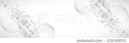 Abstract circuit board background with sphere. Hi-tech digital technology concept. Vector. Abstract circuit board background with sphere. Hi-tech digital technology concept. Vector. 129248033
