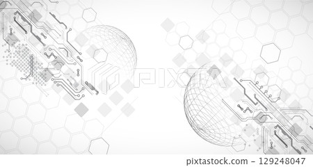 Abstract circuit board background with sphere. Hi-tech digital technology concept. Vector. Abstract circuit board background with sphere. Hi-tech digital technology concept. Vector. 129248047