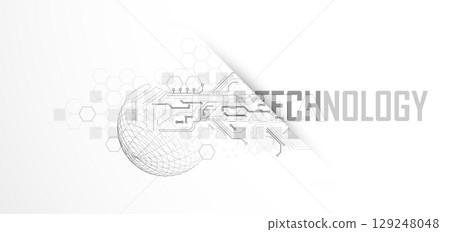 Abstract circuit board background with sphere. Hi-tech digital technology concept. Vector. 129248048