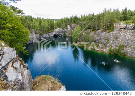 Landscape of the mountain park Ruskeala in the Republic of Karelia Landscape of the mountain park Ruskeala in the Republic of Karelia 129248443