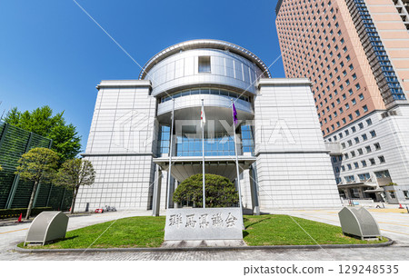 Gunma Prefectural Assembly Building in Maebashi City, Gunma Prefecture on a clear day 129248535