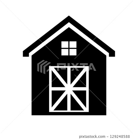 Charming rustic barn silhouette, a classic rural icon for agricultural and country themes Charming rustic barn silhouette, a classic rural icon for agricultural and country themes 129248588