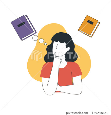 Woman Thinking About Books Woman Thinking About Books 129248640
