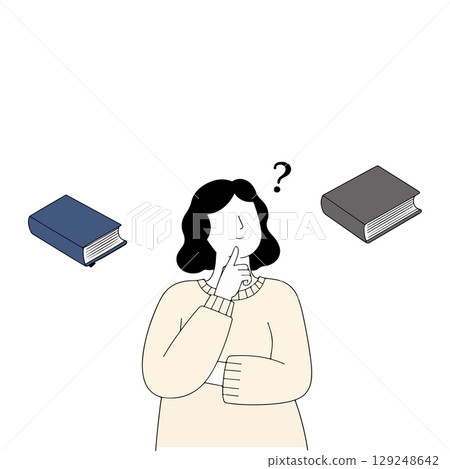 Woman Thinking About Books 129248642