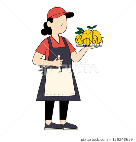 Woman Holding Basket of Lemons 129248659