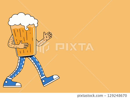 Walking Beer Cartoon Character Walking Beer Cartoon Character 129248670