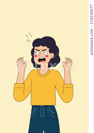 Cartoon Woman Expressing Anger 129248677