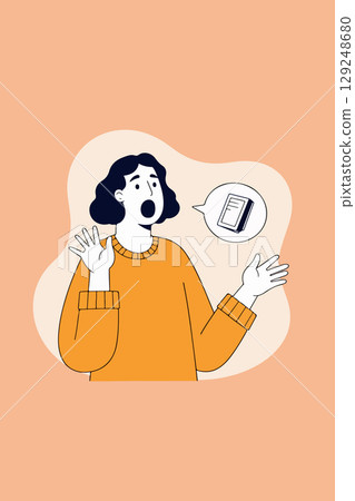 Woman Reacting to a Book Woman Reacting to a Book 129248680
