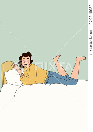 Woman Relaxing on Bed 129248683