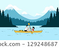 Couple Kayaking on a Lake 129248687
