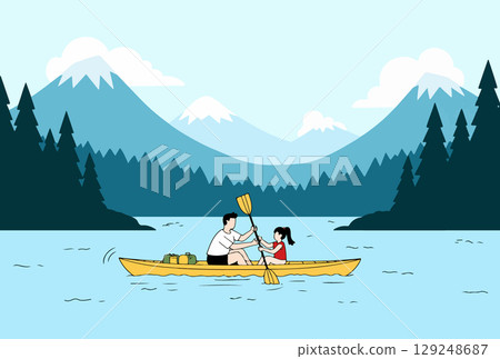 Couple Kayaking on a Lake Couple Kayaking on a Lake 129248687