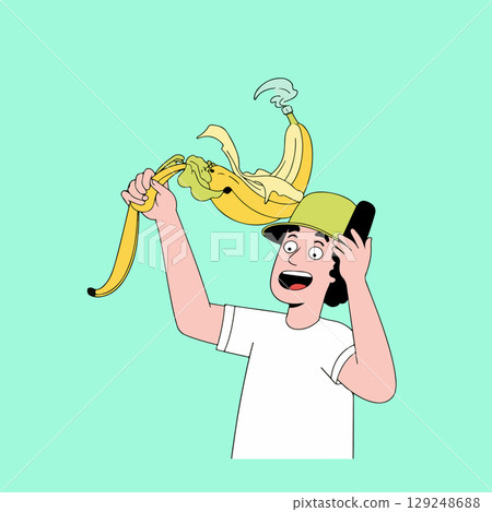 Man with Banana Peel Hat Man with Banana Peel Hat 129248688