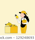 Lemon Vendor Inspecting Fruit 129248693