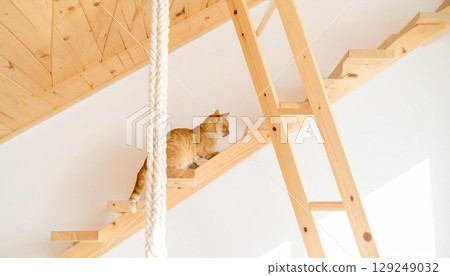 Cats playing on the catwalk 129249032