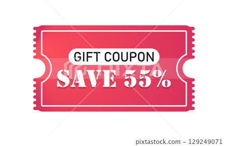 Gift Coupon Save 55% Discount Promo Voucher Gift Coupon Save 55% Discount Promo Voucher 129249071