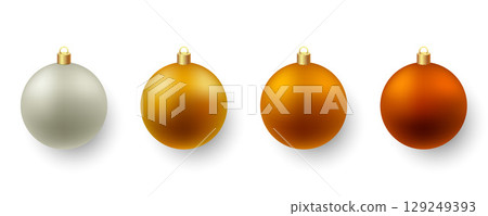 Color Christmas Baubles set isolated on white background. 129249393