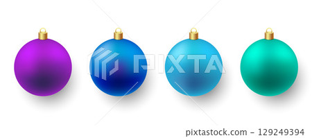 Color Christmas Baubles set isolated on white background. Color Christmas Baubles set isolated on white background. 129249394