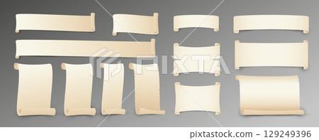 A rolled parchment paper scroll background 129249396
