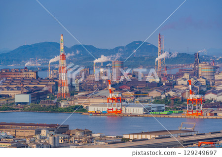 [Fukuoka Prefecture] Kitakyushu City and the coastal industrial area seen from Mt. Takato 129249697