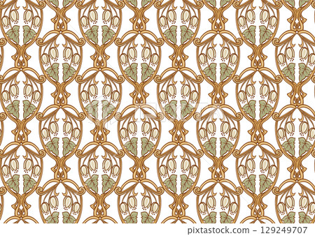 Decorative flowers and leaves in art nouveau style Decorative flowers and leaves in art nouveau style 129249707
