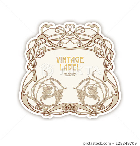 Decorative flowers and leaves in art nouveau style Decorative flowers and leaves in art nouveau style 129249709