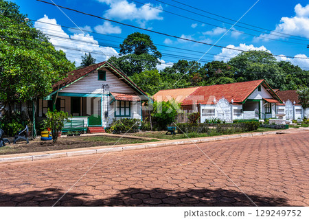American-style houses in Belterra, Para in Brazil. American village built by Henry Ford 129249752