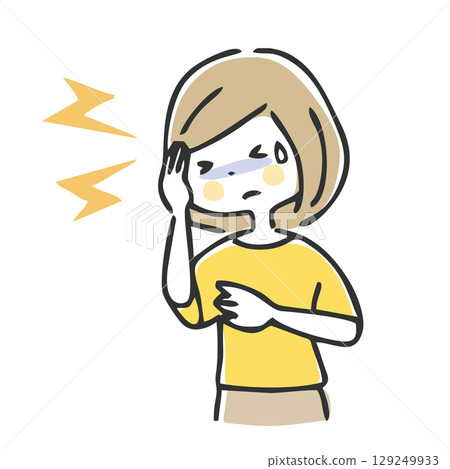 一個頭痛的女人的插圖 129249933
