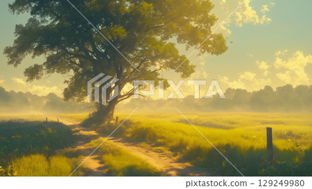 土路景觀與大樹,動漫風格 土路景觀與大樹,動漫風格 129249980