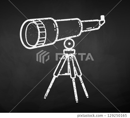 Vector illustration of chalk drawn telescope 129250165