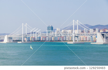 Busan city, Republic of Korea, coastal cityscape with Diamond Bridge Busan city, Republic of Korea, coastal cityscape with Diamond Bridge 129250483