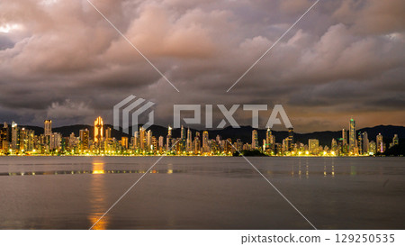 Balneario Camboriu skyline at dusk 129250535