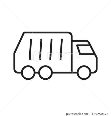 Garbage collection truck icon, waste disposal vehicle. 129250675