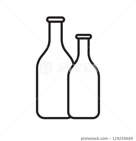 Outline of glass bottles for drinks 129250689