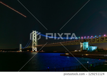 Akashi Strait Bridge, lighted up 129251124