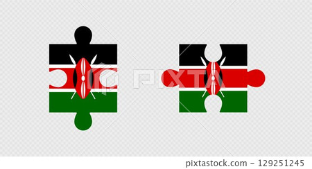 Puzzle Pieces with Kenya Flag. 129251245