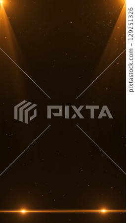 Vertical stage background with glowing golden beams and floating particles. Great for award show intros, reels, stories, theatrical posters and vertical promo content. 129251326