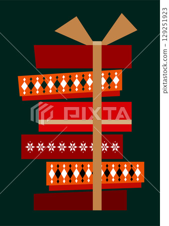 Christmas holiday illustration. Illustration of stacked gift boxes. Graphic, background material. Christmas holiday illustration. Illustration of stacked gift boxes. Graphic, background material. 129251923