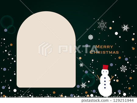 聖誕假期插圖素材。帶有雪人和雪花的聖誕橫幅材料。 129251944