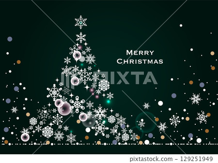 Christmas holiday illustration material. Background material in which snowflakes are shaped like a Christmas tree. Christmas 129251949